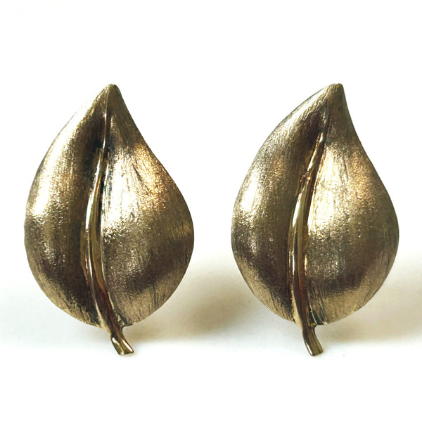 Vintage 9ct Yellow Gold “Leaf” Stud Earrings