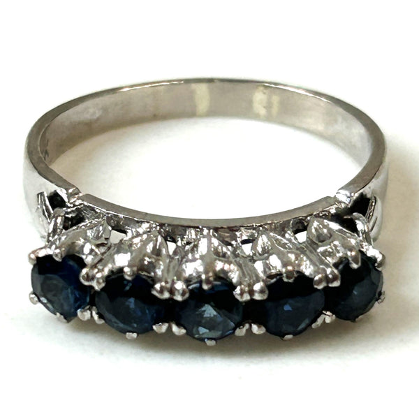 18ct White Gold and Sapphire Semi-Eternity Ring