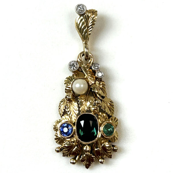 Vintage 14ct Gold and Gemstone Pendant