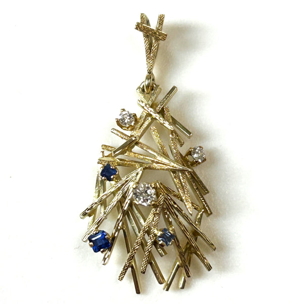 Vintage 18ct Gold, Sapphire and Diamond Pendant