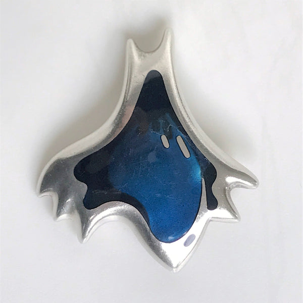 Georg Jensen Enamelled Silver Amoeba Pendant Brooch #306