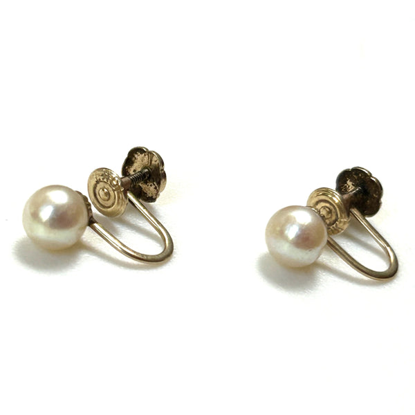 10ct Gold and Pearl Screw-on Earrings
