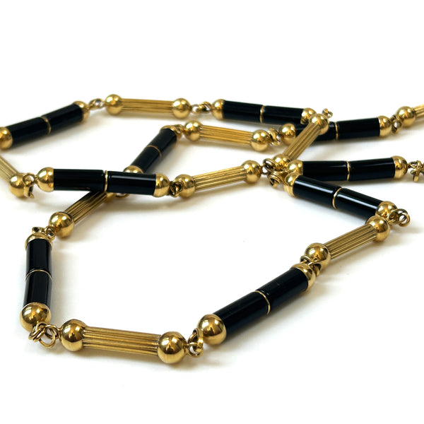 Heavy 18ct Gold and Onyx Necklace