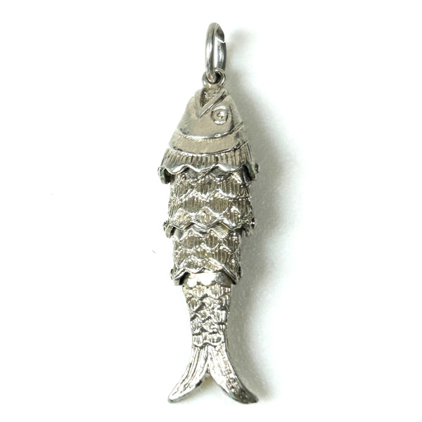 Miniature Silver Articulated “Fish” Charm Pendant