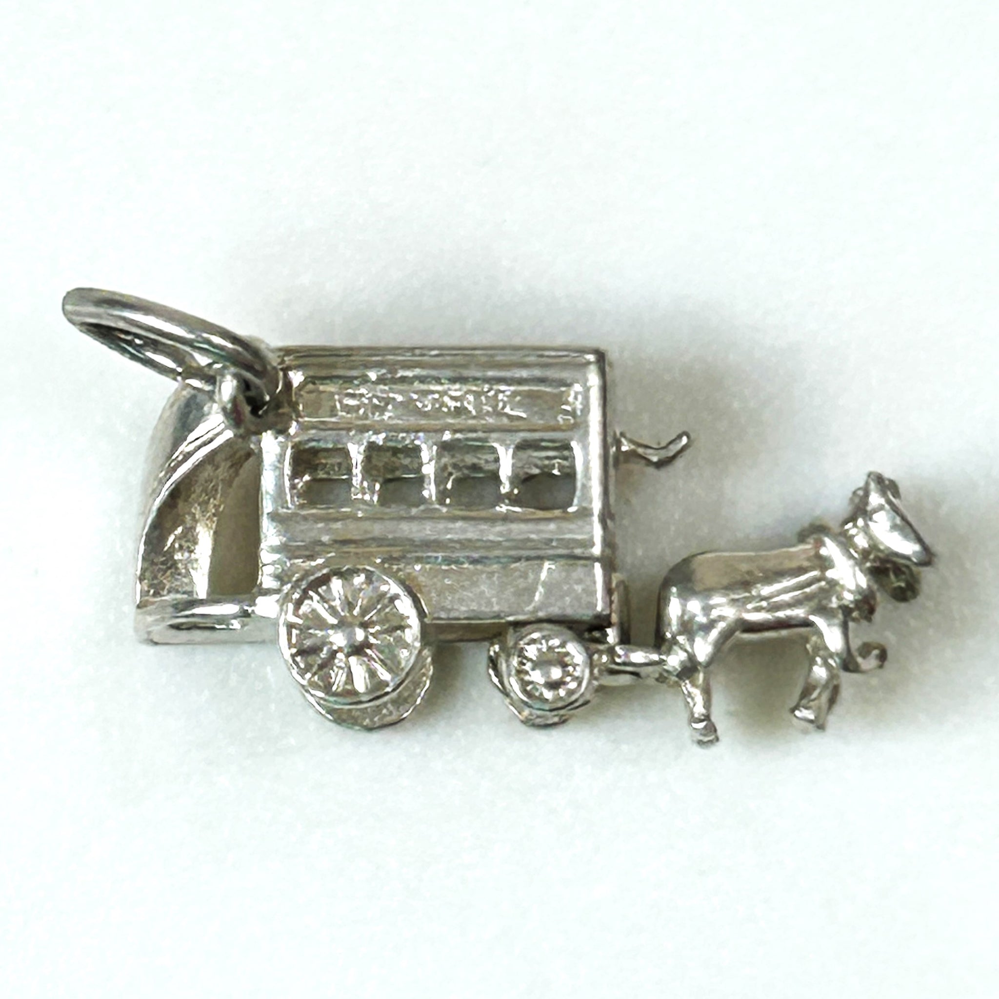 Miniature Silver “Horse-Drawn Bus” Charm Pendant