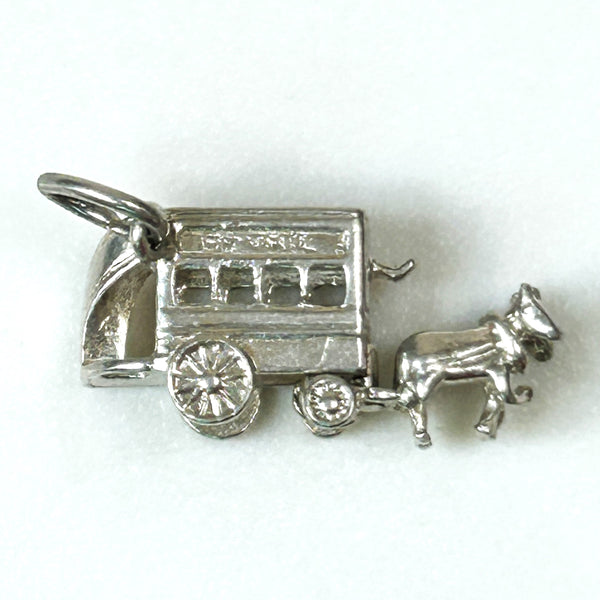 Miniature Silver “Horse-Drawn Bus” Charm Pendant