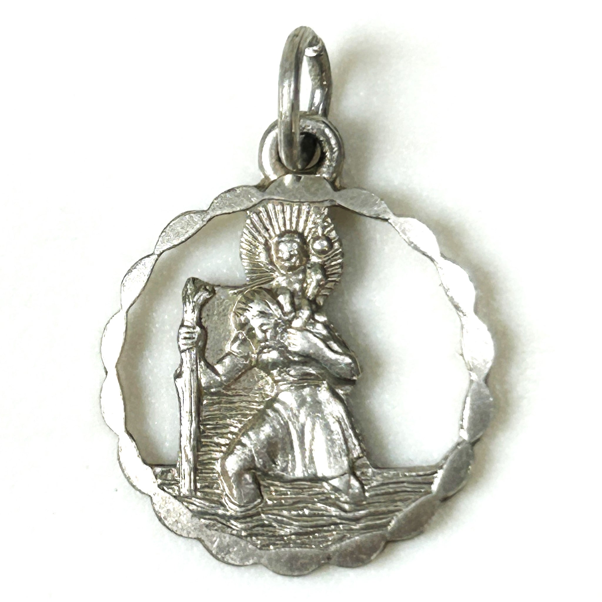 Miniature Silver “St Christopher” Charm Pendant