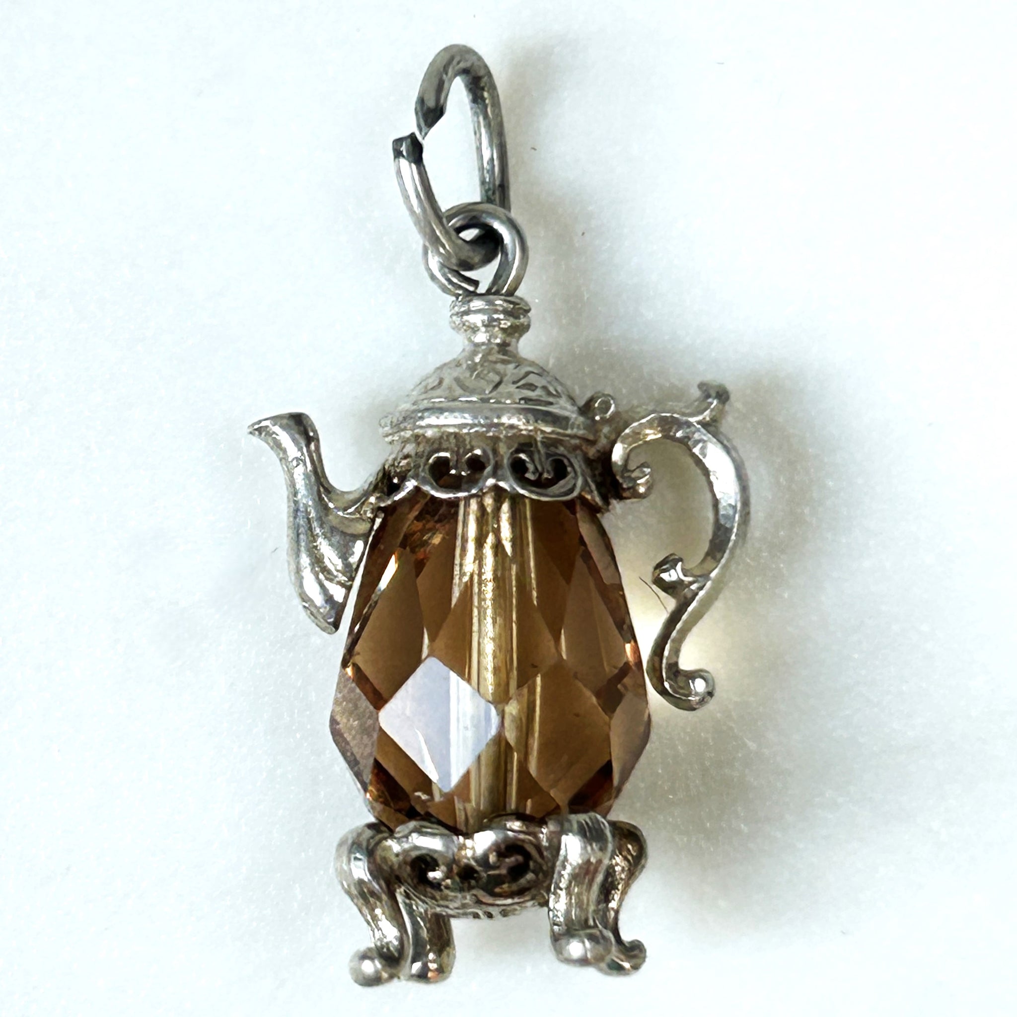 Miniature Silver and Crystal “Coffee Pot” Charm Pendant