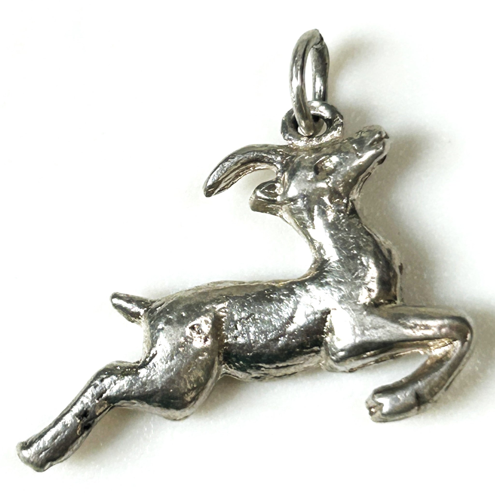 Miniature Silver “Leaping Springbok” Charm Pendant