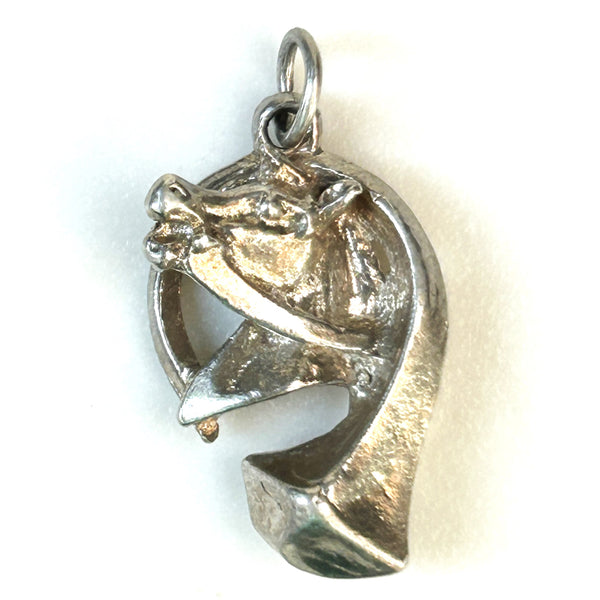 Miniature Silver “Horse’s Head and Horn” Charm Pendant