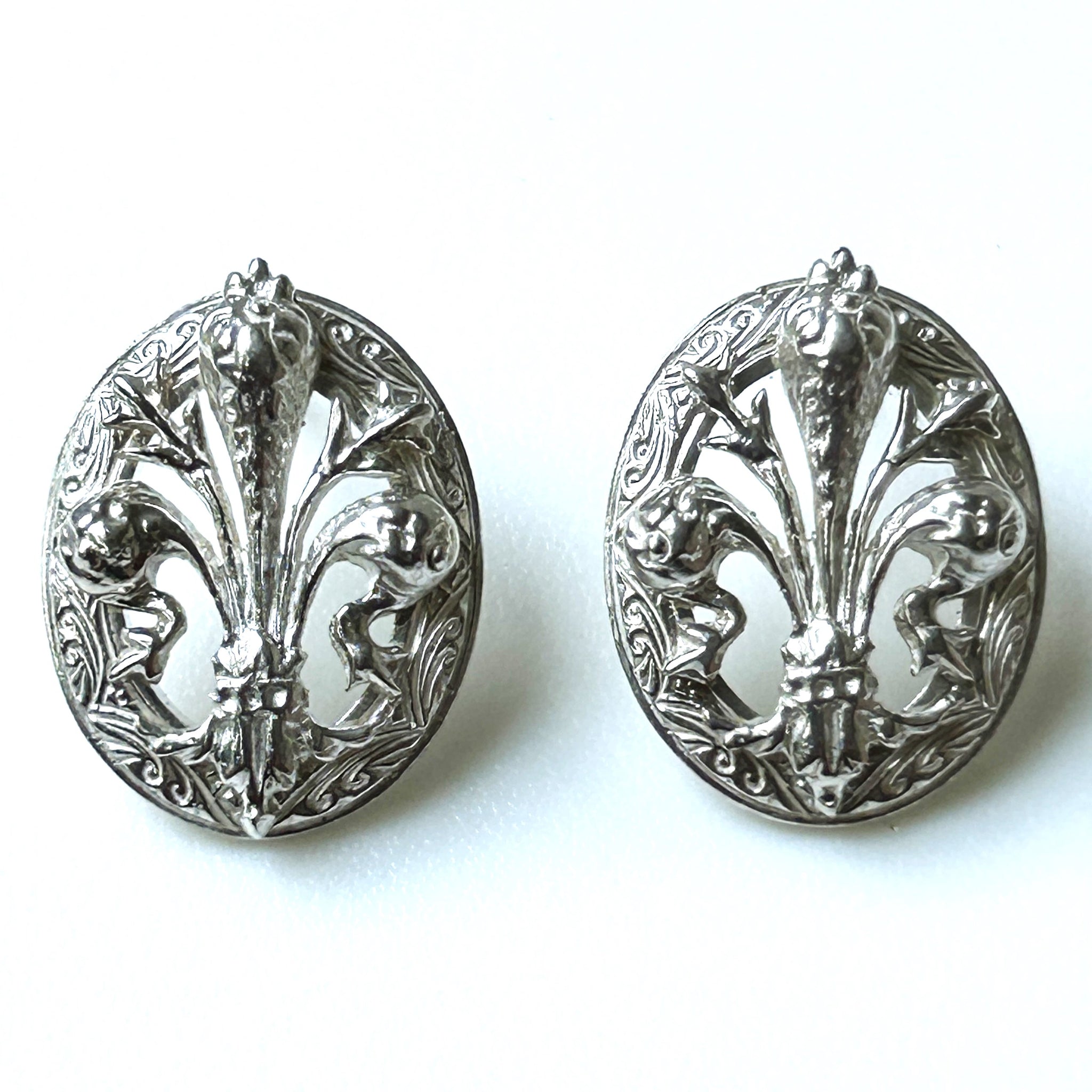 Silver “Fleur-de-Lis” Stud Earrings