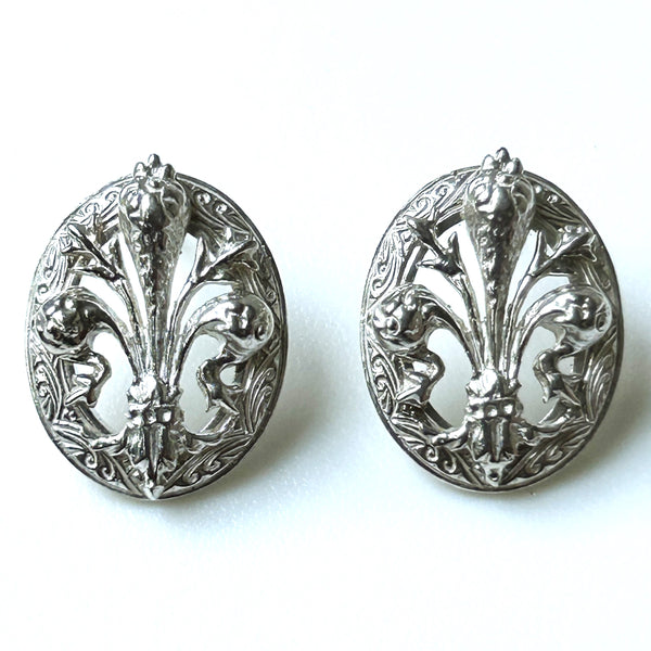 Silver “Fleur-de-Lis” Stud Earrings