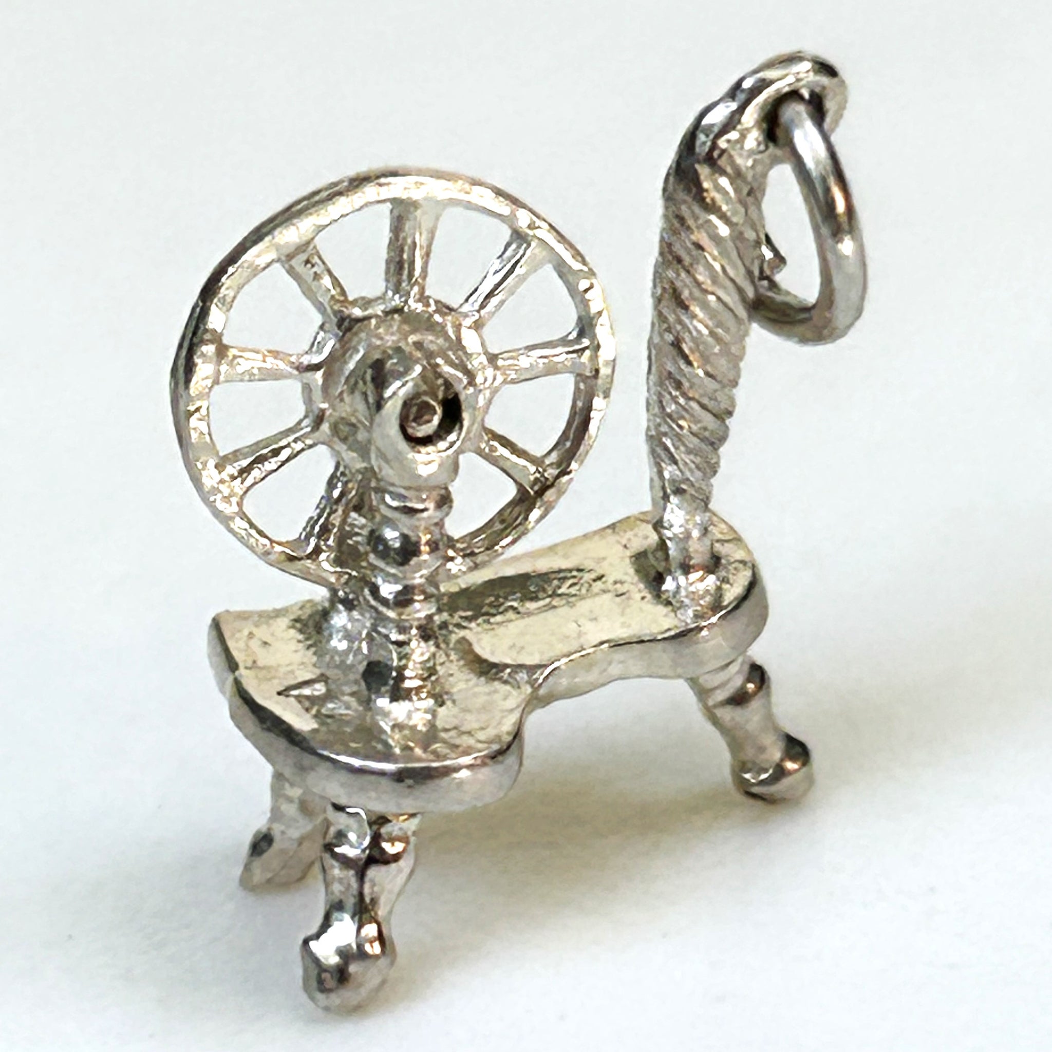 Miniature Silver “Spinning Wheel” Charm Pendant