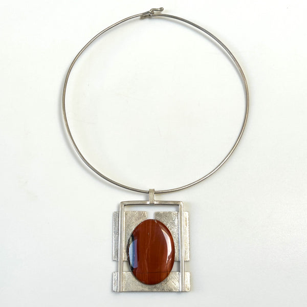 Modernist Sterling Silver and Jasper Necklace