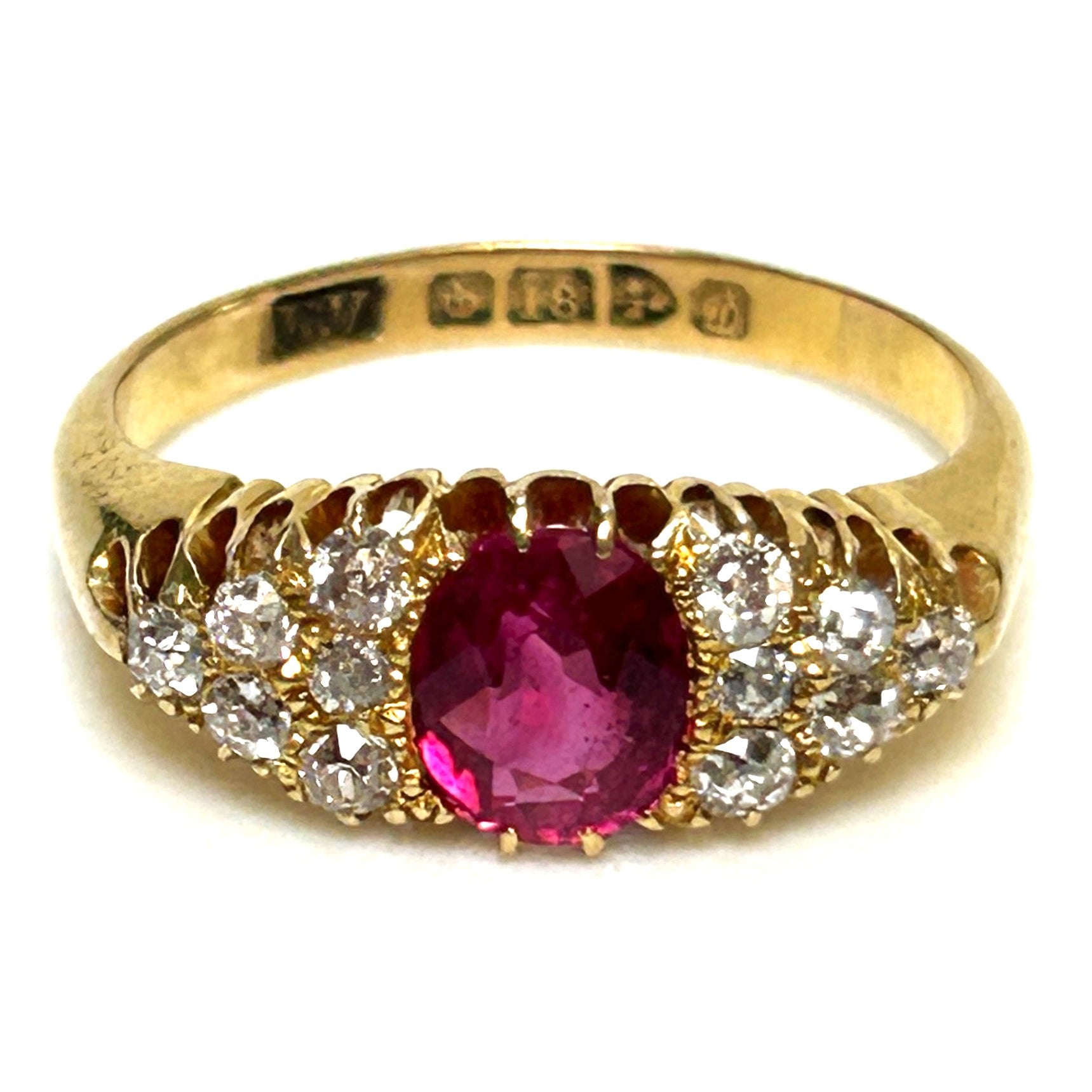 Antique 18ct Gold, Ruby and Diamond Ring