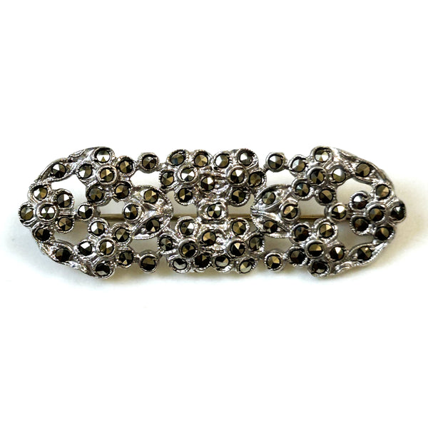 Vintage Silver and Marcasite “Flower” Brooch