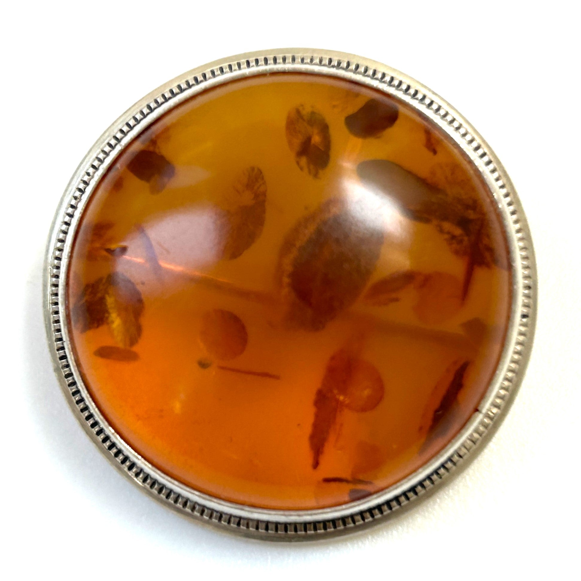 Silver and Amber Brooch