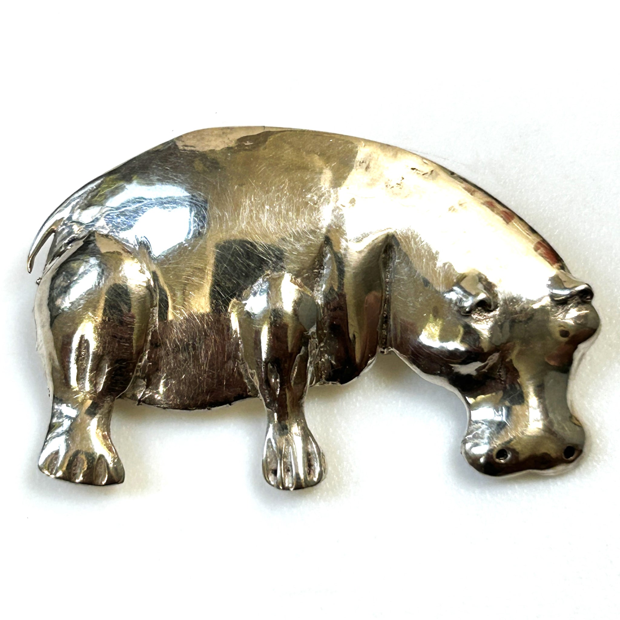 Vintage Silver Lesotho “Hippopotamus” Brooch Pendant