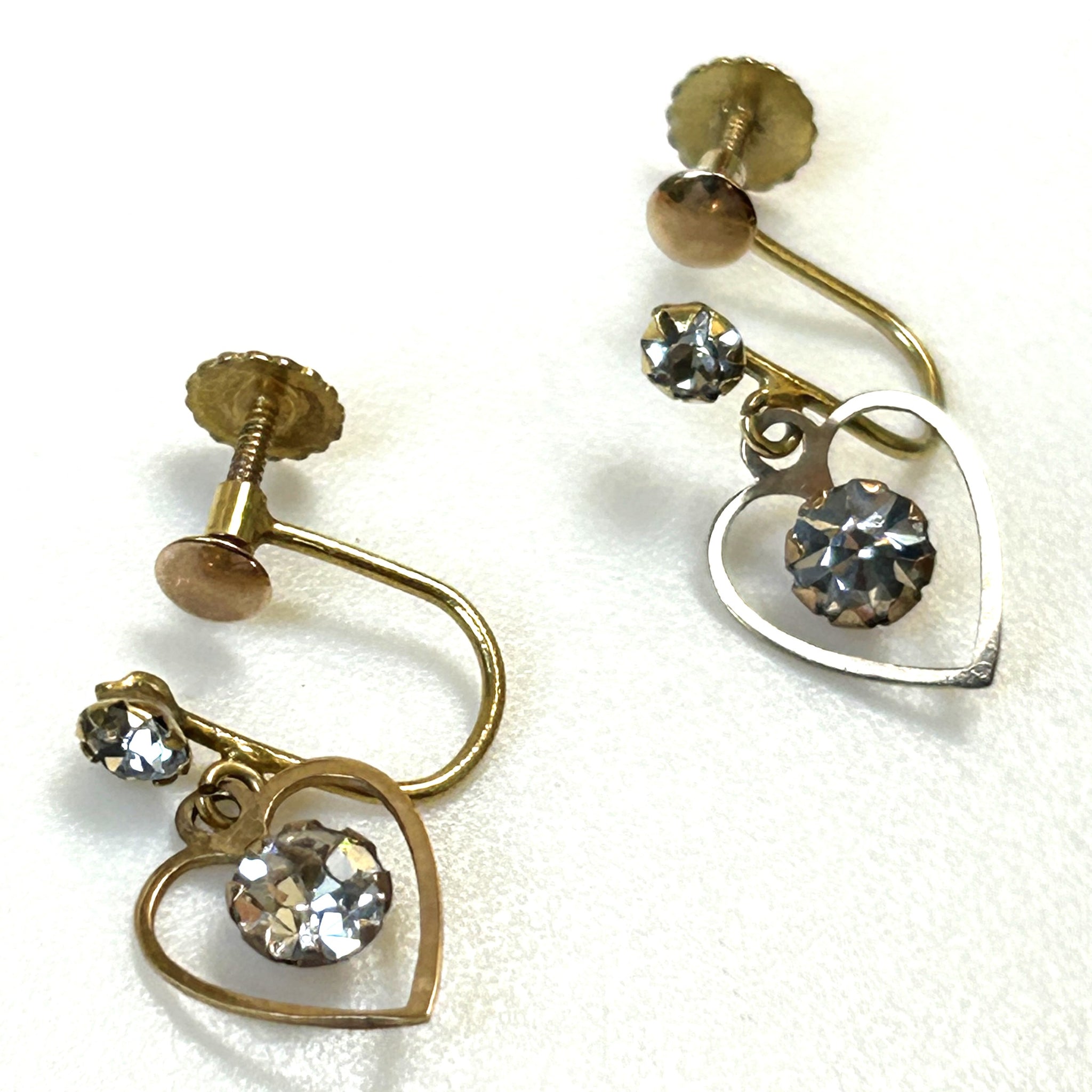 9ct Gold and Crystal Screw-on Drop Earrings