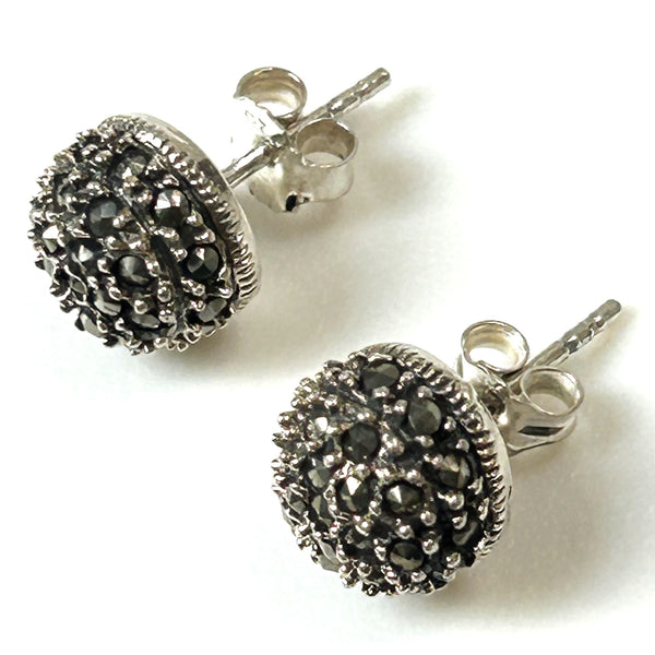 Sterling Silver and Marcasite Stud Earrings