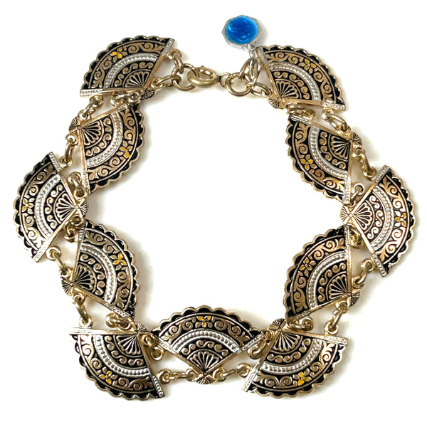 Vintage Damascene-Style Enamelled Bracelet