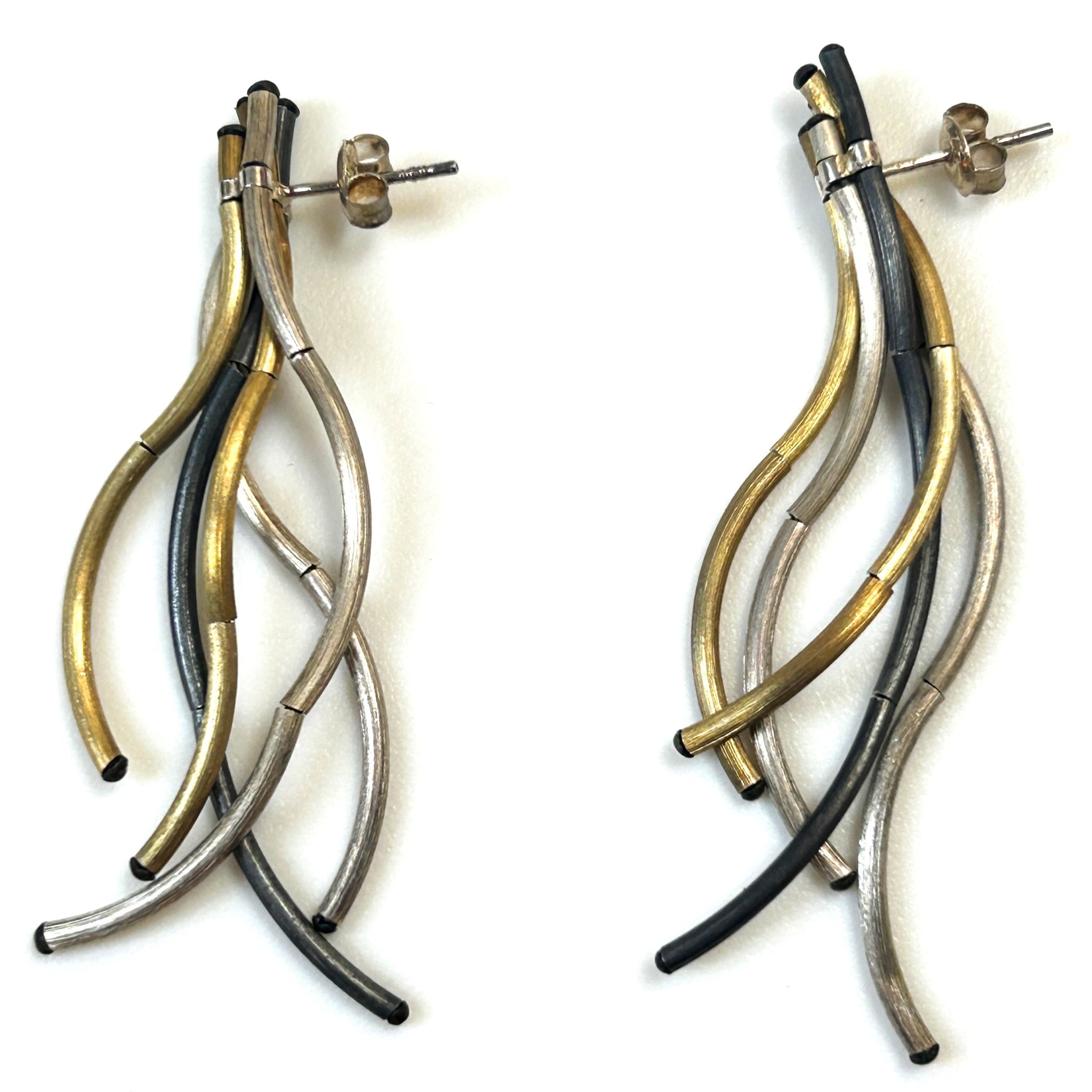 Large Wyganowski Design Handmade Sterling Silver Drop Earrings