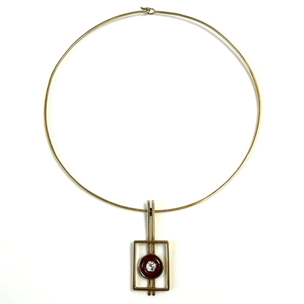 18ct Gold, Diamond and Carnelian Necklace by Margaret Richardson