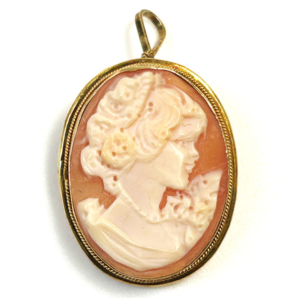 Vintage Gilded Silver Shell Cameo Pendant Brooch