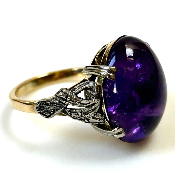 Vintage 18ct Yellow and White Gold Amethyst Ring